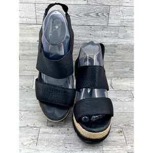 Sorel Joanie II Hi Slingback‎ Wedge Sandals Black Leather Espadrille Women Sz 10
